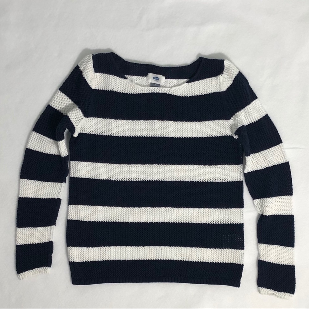 NWOT Old Navy Sweater Blue & White w/ Stripe Sz SP - Picture 2 of 9
